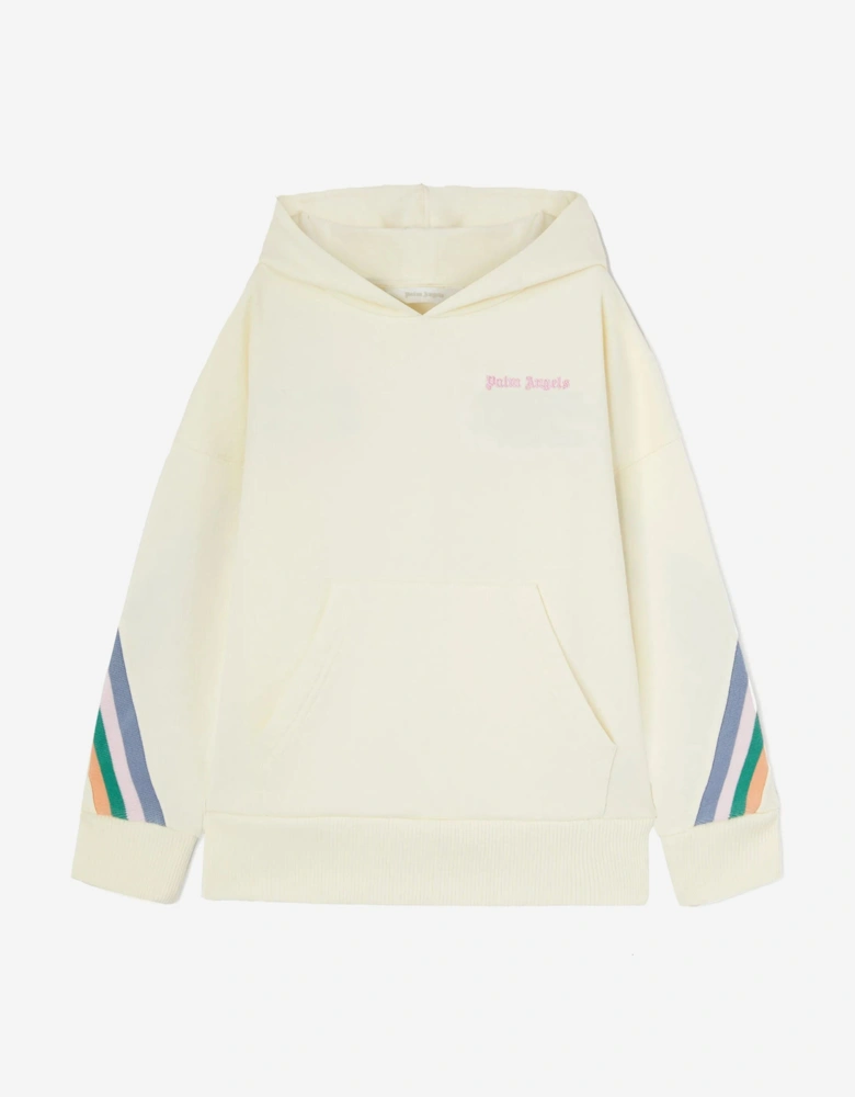 Girls Colourful Track Hoodie in Ivory
