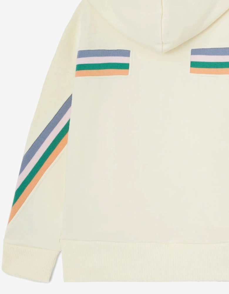 Girls Colourful Track Hoodie in Ivory