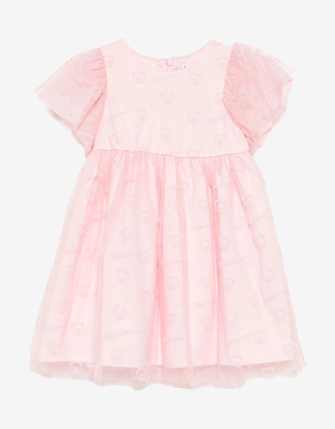 Baby Girls Bear Logo Dress in Pink, 4 of 3