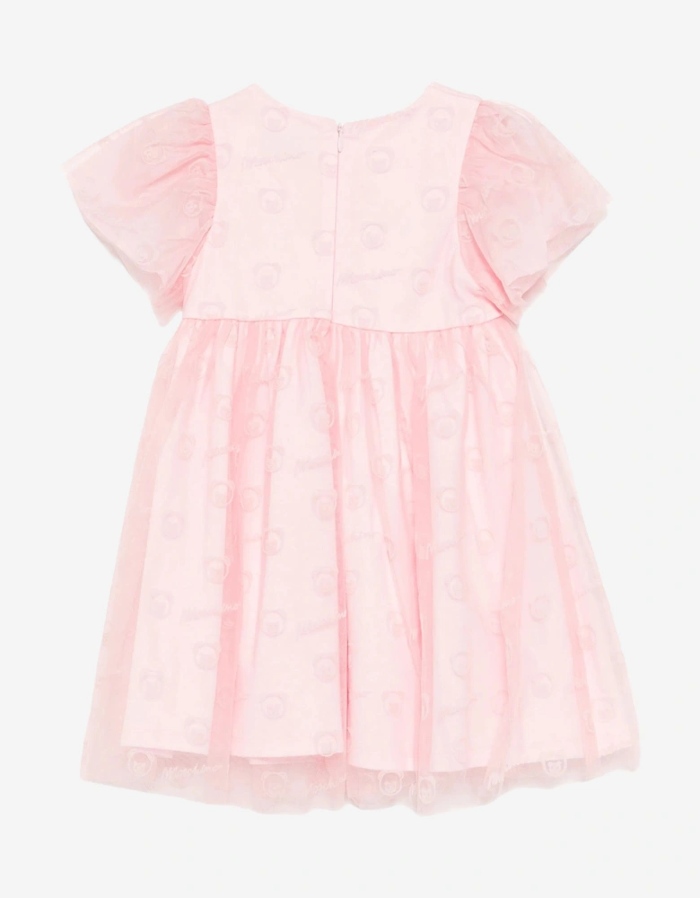 Baby Girls Bear Logo Dress in Pink