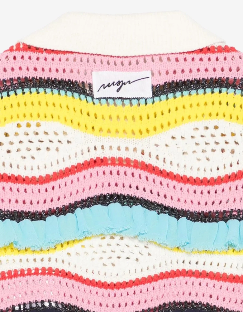 Girls Knitted Polo Shirt in Multicolour