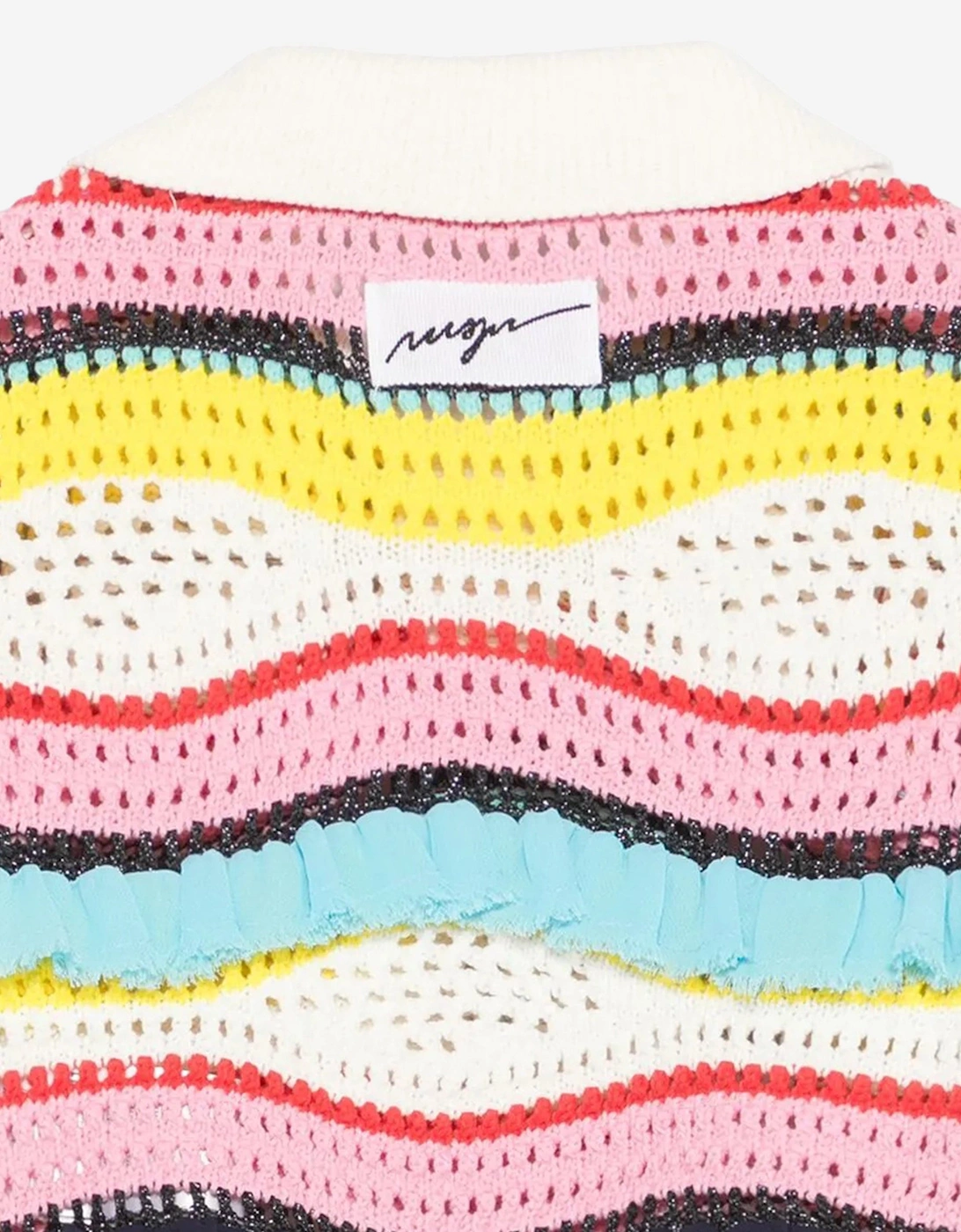 Girls Knitted Polo Shirt in Multicolour