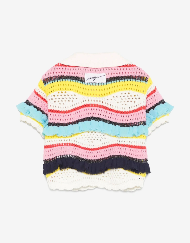 Girls Knitted Polo Shirt in Multicolour