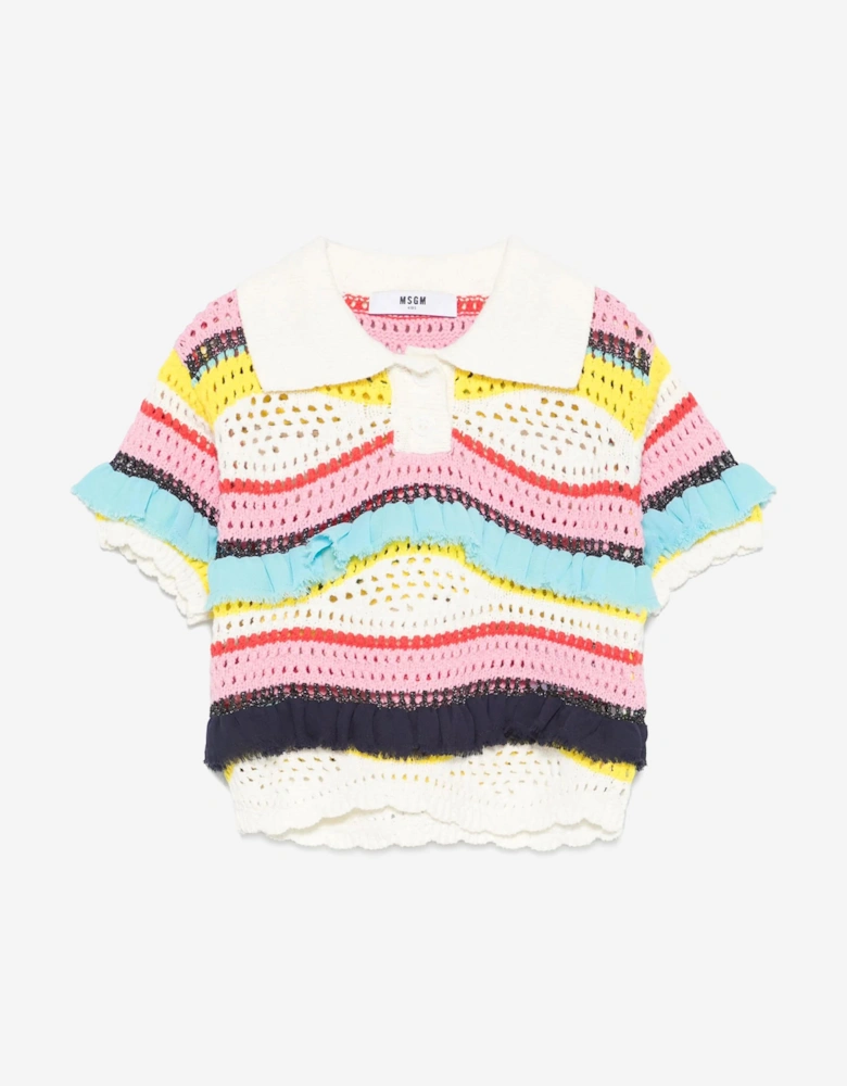 Girls Knitted Polo Shirt in Multicolour