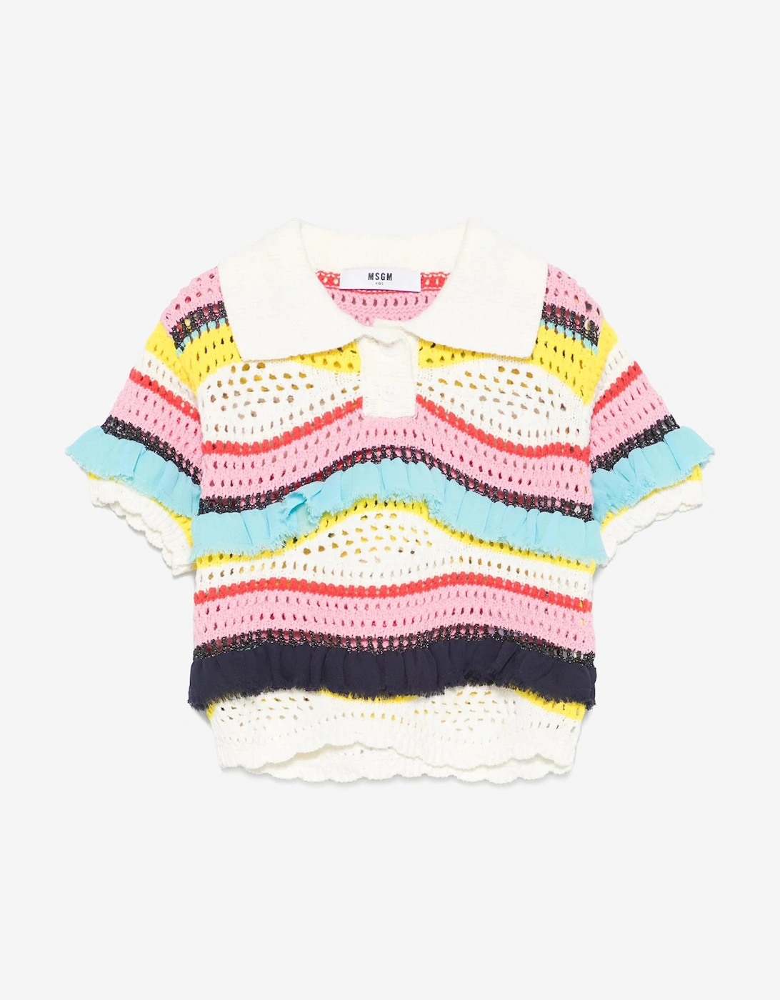 Girls Knitted Polo Shirt in Multicolour, 5 of 4