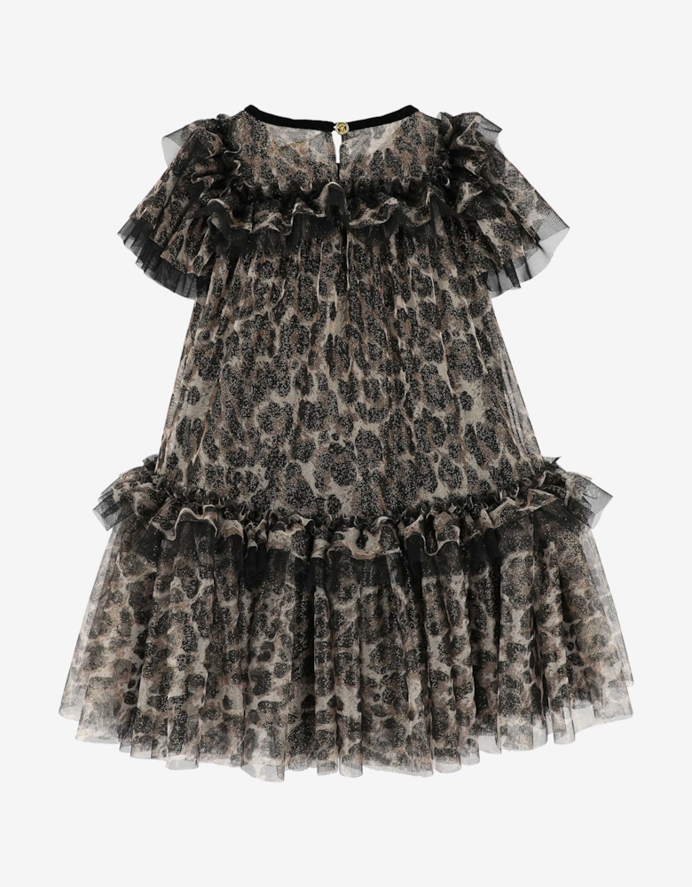 Angels Face Girls Victoria Tulle Leopard Dress in Black