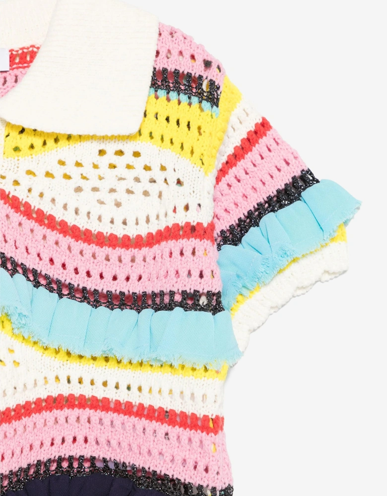 Girls Knitted Polo Shirt in Multicolour