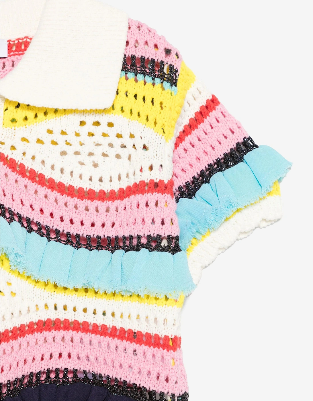 Girls Knitted Polo Shirt in Multicolour