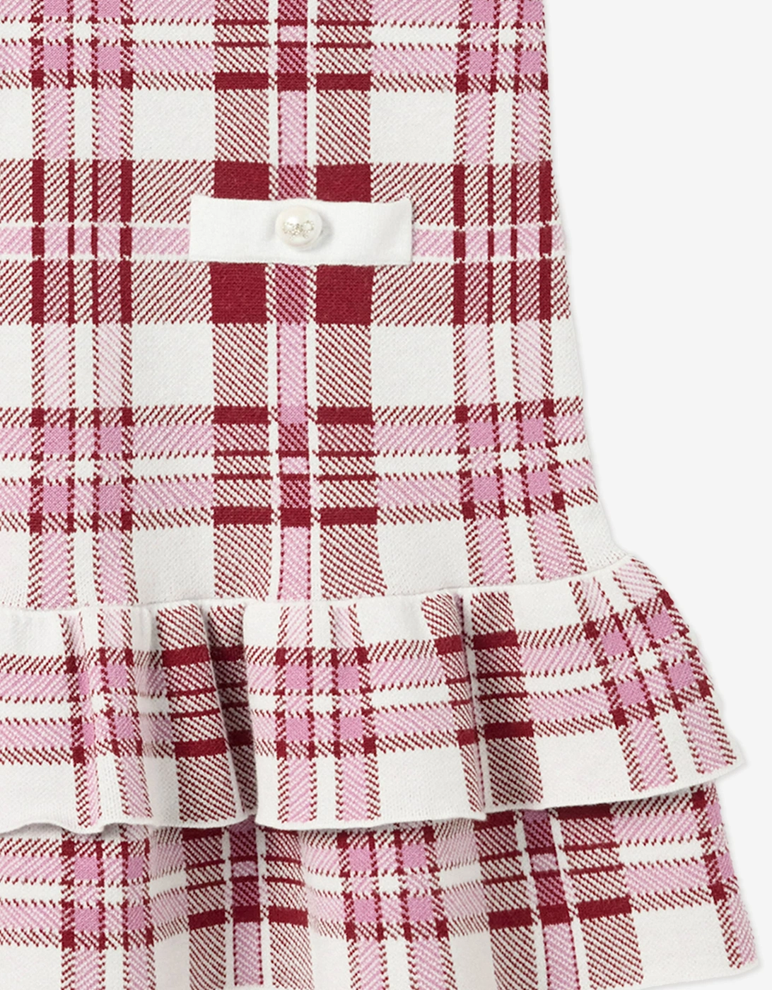 Girls Check Knit Dress in Red