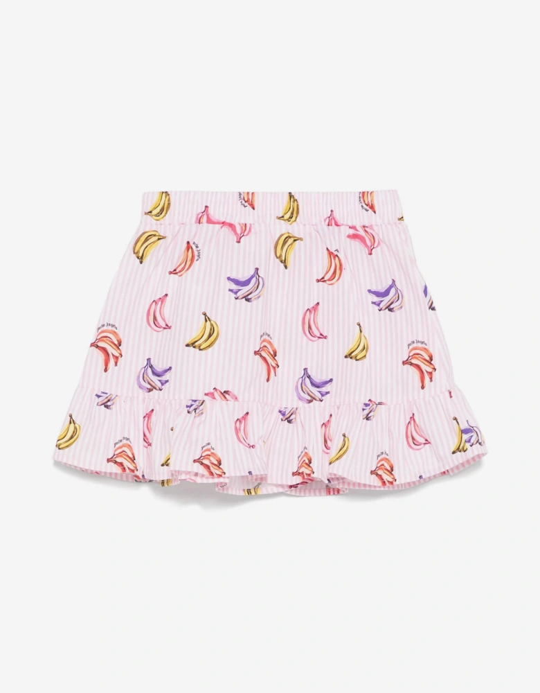 Girls AOP Bananas Mini Skirt in Pink