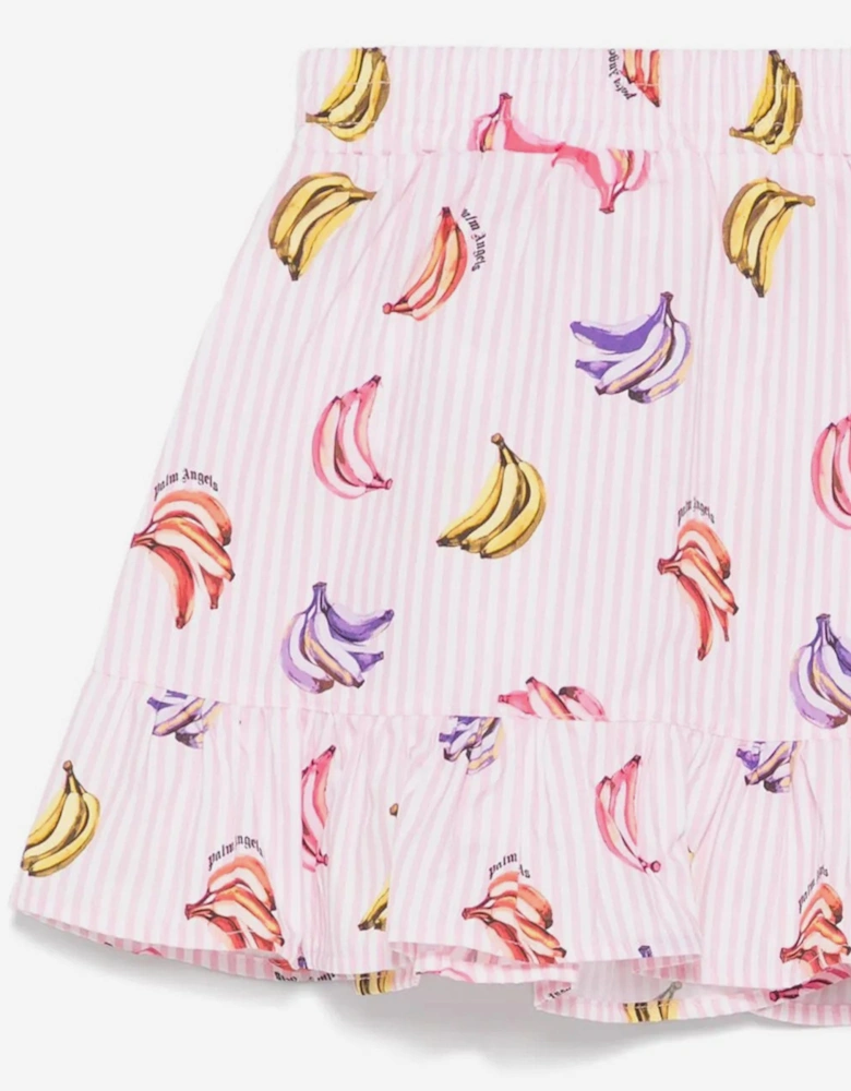 Girls AOP Bananas Mini Skirt in Pink