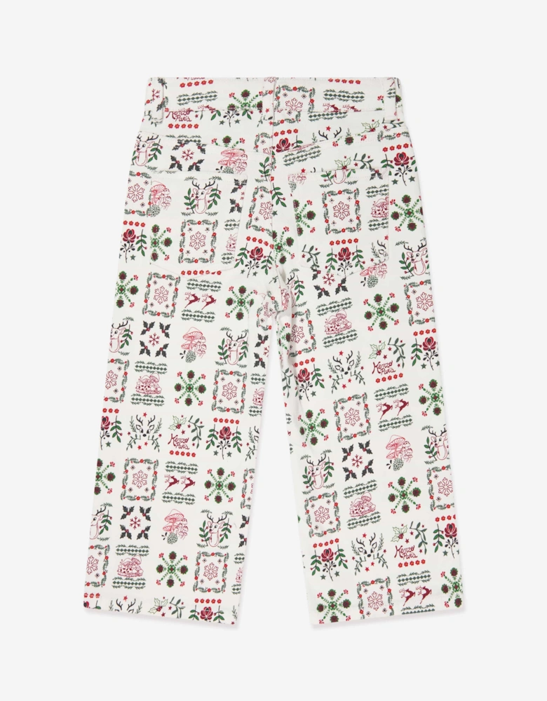 Girls  Seasonal Print Trousers in Ivory