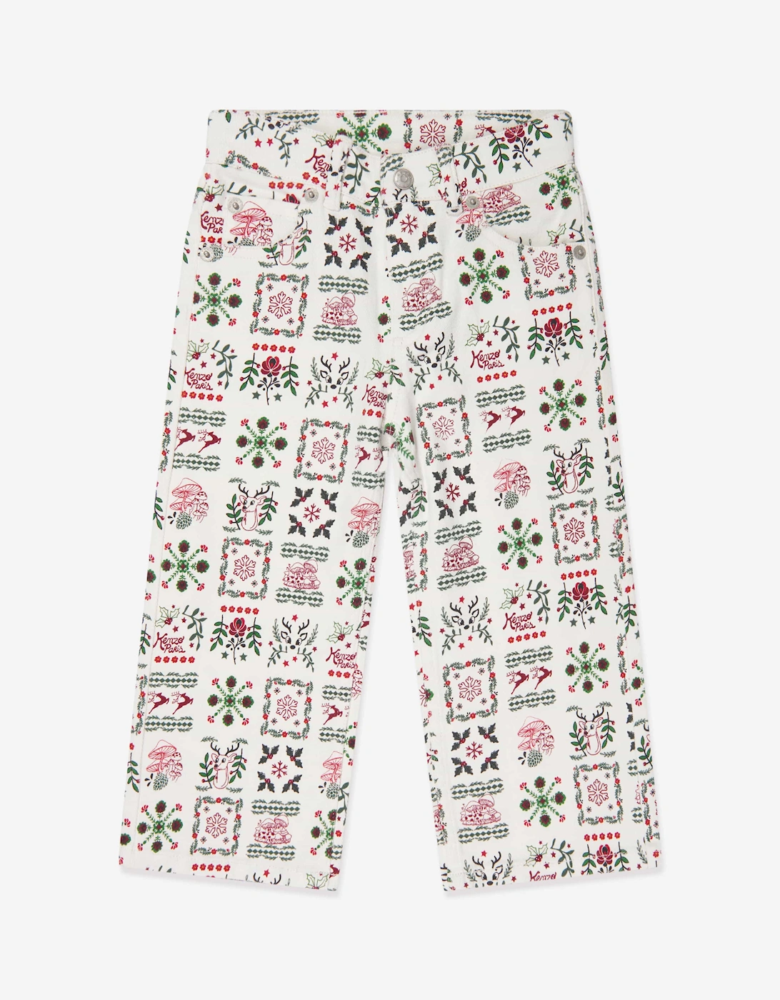 Girl's KENZO Girls  Seasonal Print Trousers in Ivory - Cream - Size: 10 years