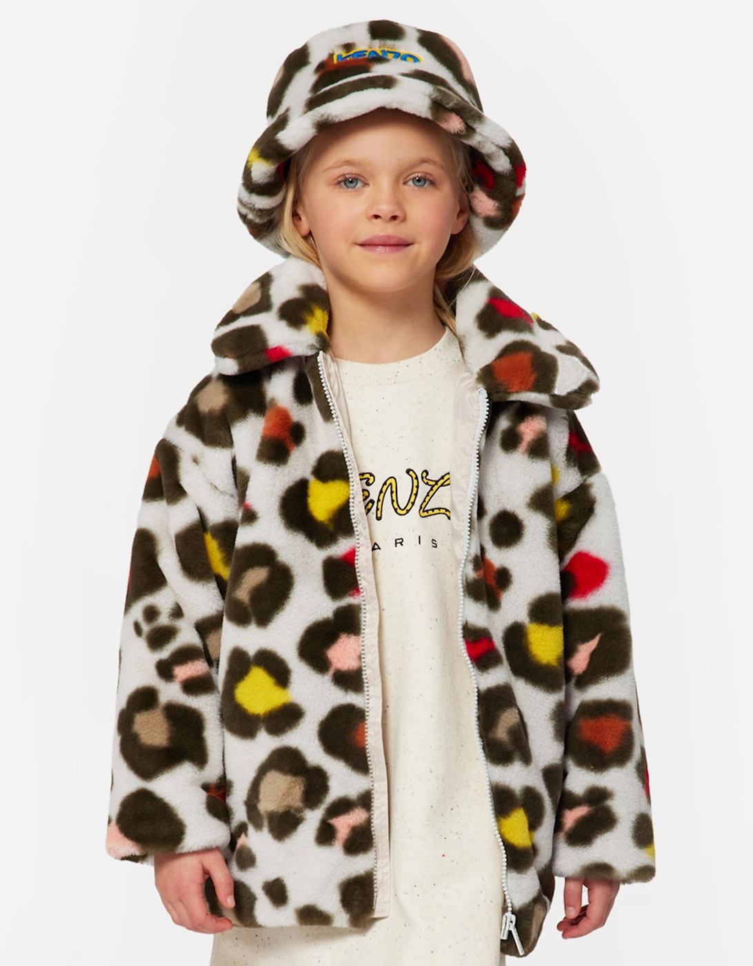 Girls Faux Fur Coat in Multicolour, 5 of 4