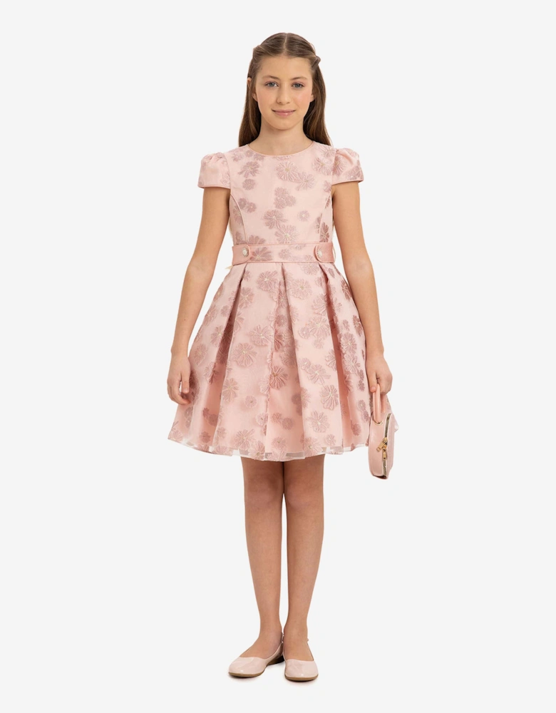Girls Stylish Dress with Matching Bag in Pink