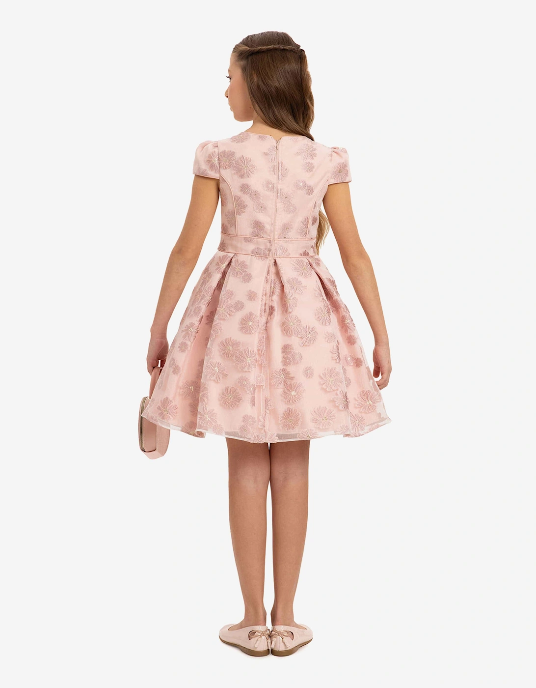 Girls Stylish Dress with Matching Bag in Pink
