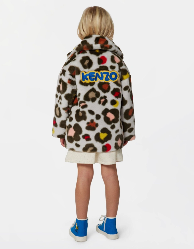 Girls Faux Fur Coat in Multicolour