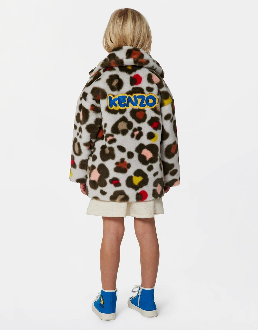 Girls Faux Fur Coat in Multicolour