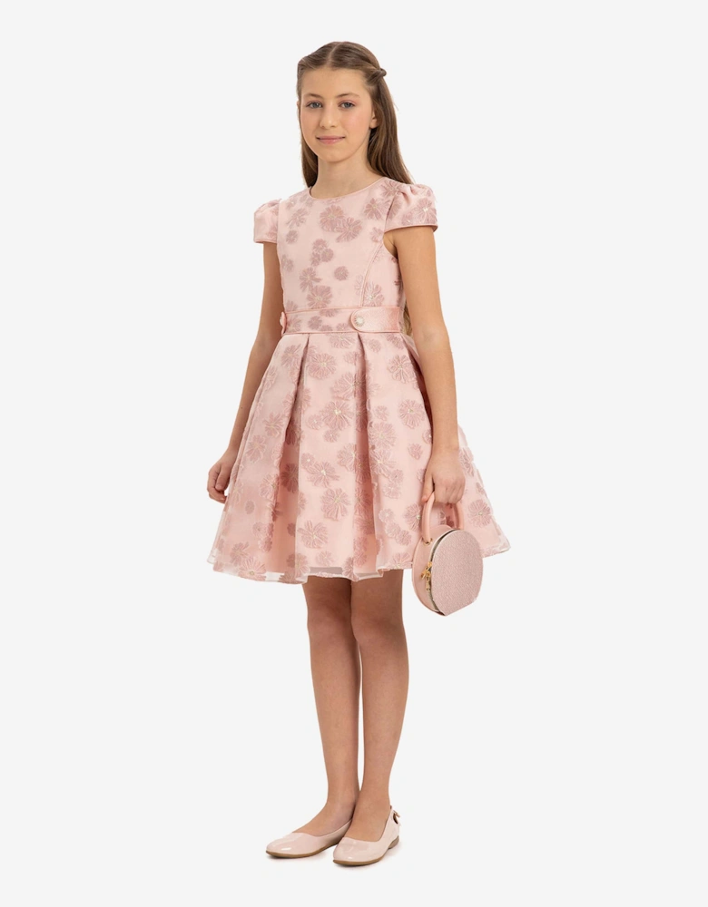 Girls Stylish Dress with Matching Bag in Pink