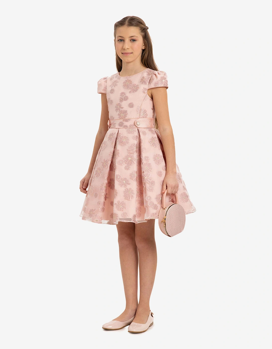 Girls Stylish Dress with Matching Bag in Pink