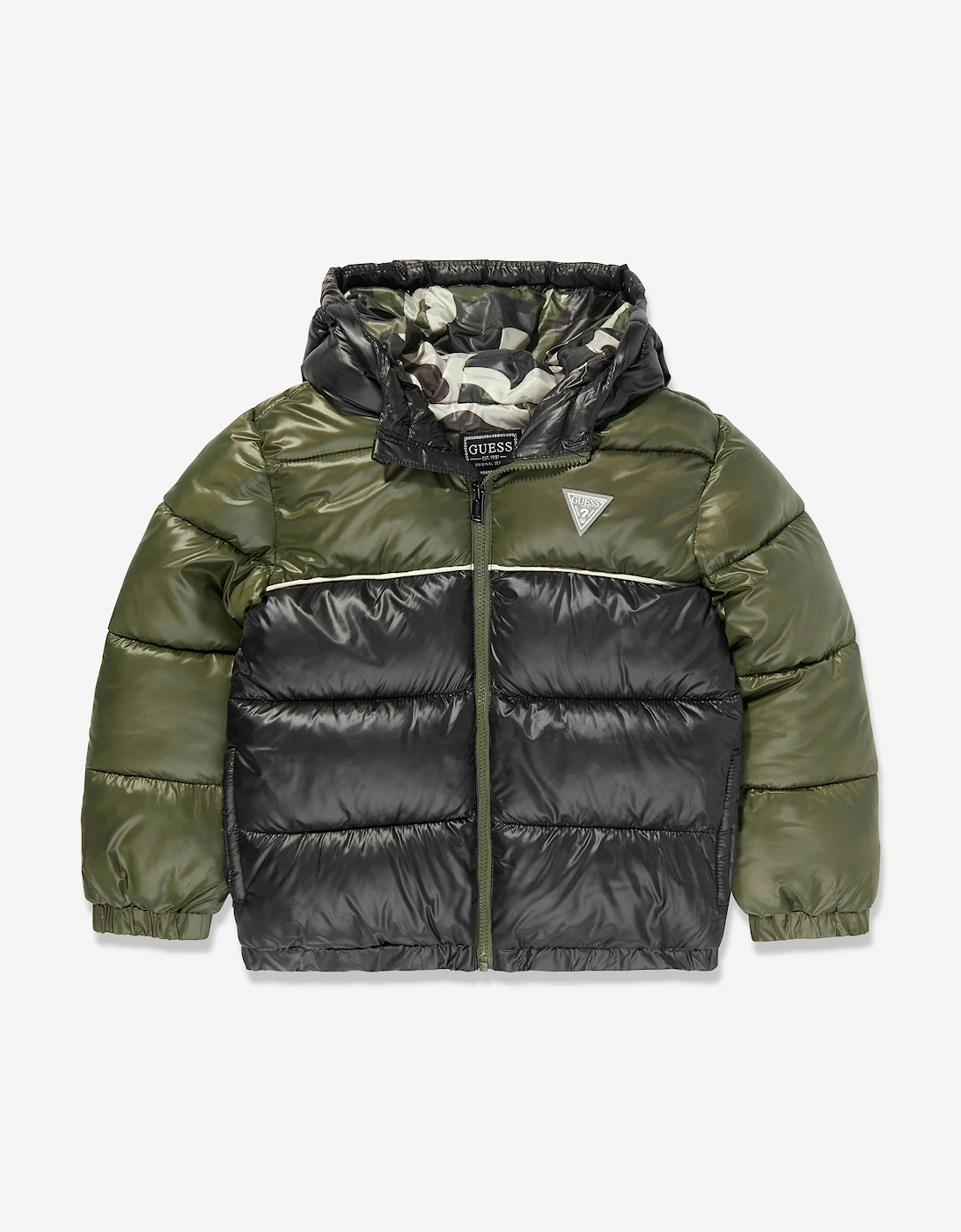 Guess Boys Hooded Puffer Jacket in Green - Size: 2 years