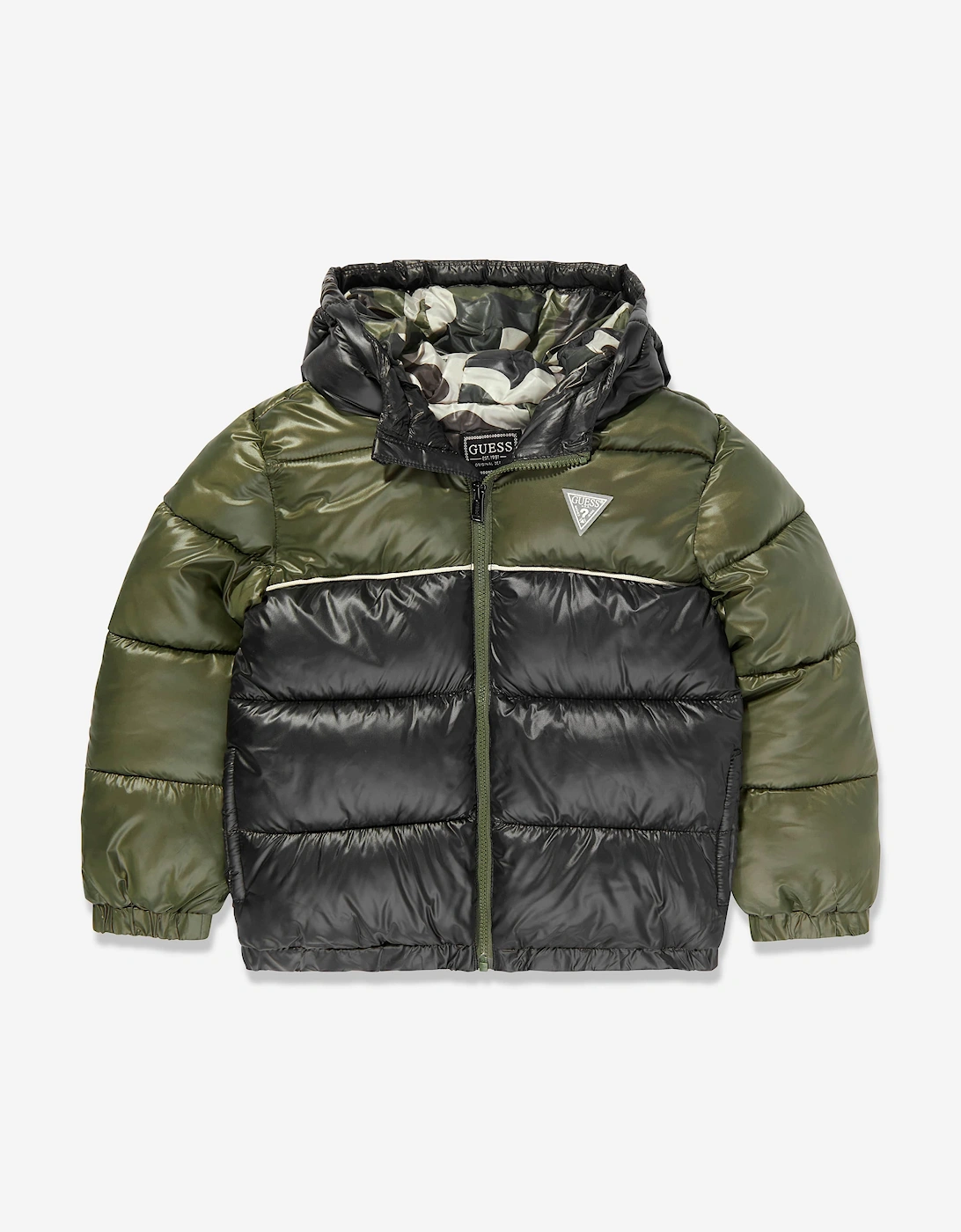 Boys Hooded Puffer Jacket in Green, 5 of 4