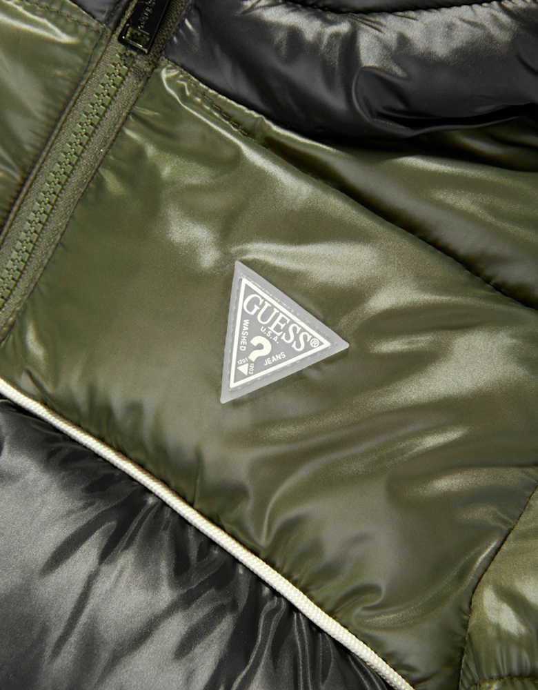 Boys Hooded Puffer Jacket in Green