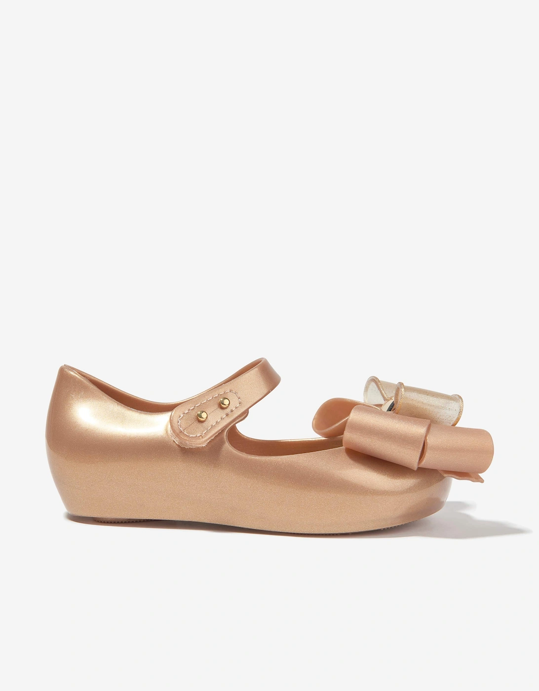 Girls Mini Ultragirl Fab Bow Ballerinas in Gold, 5 of 4