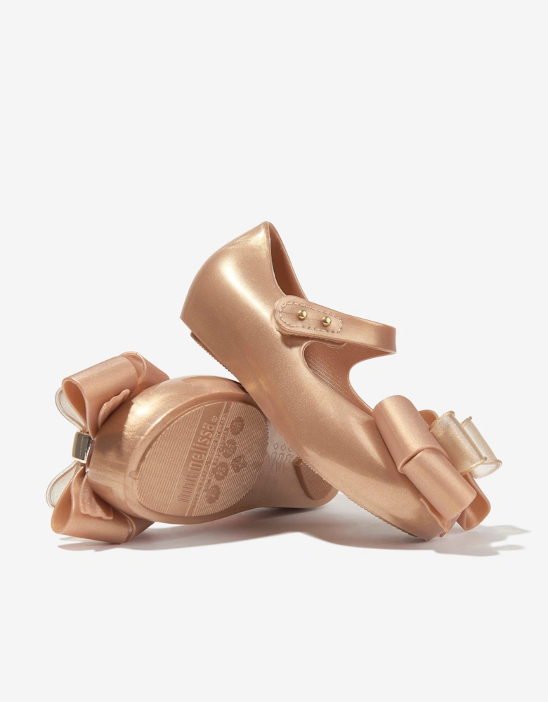 Girls Mini Ultragirl Fab Bow Ballerinas in Gold