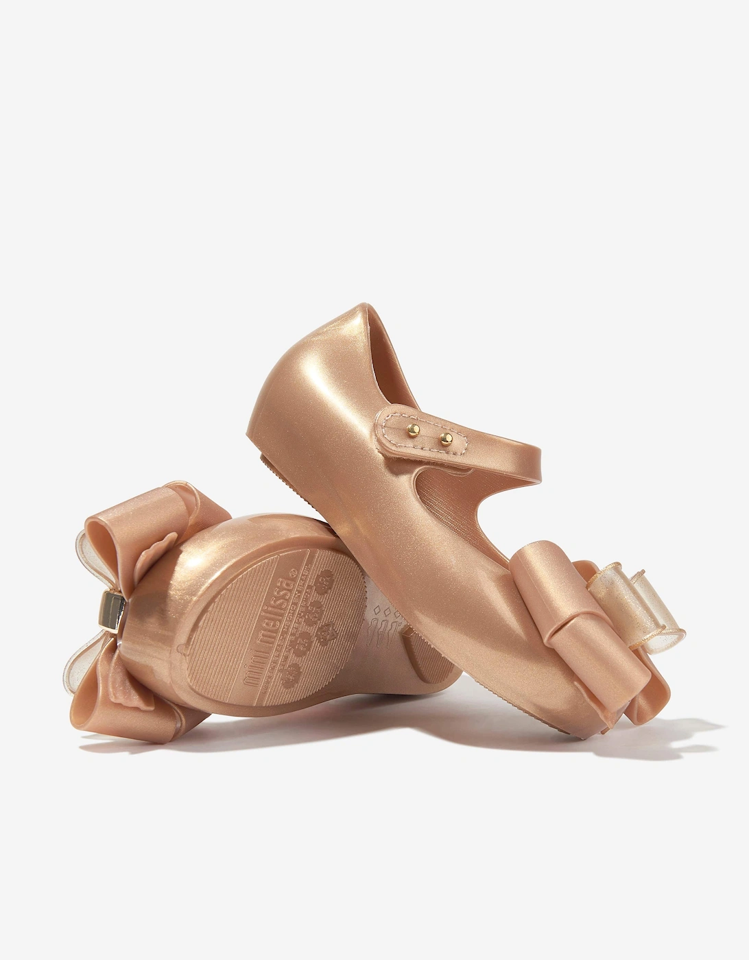 Girls Mini Ultragirl Fab Bow Ballerinas in Gold