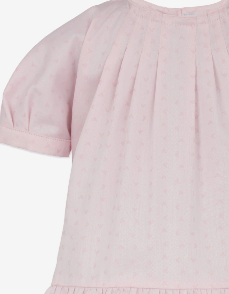 Baby Girls Cotton Logo Dress in Pink