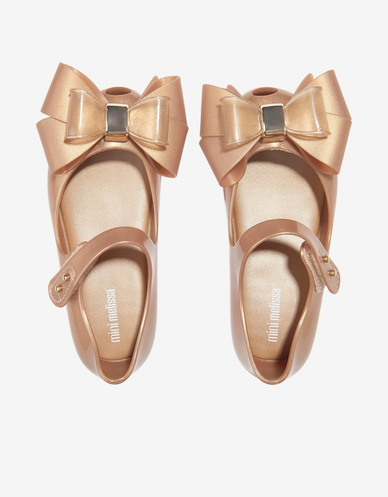 Girls Mini Ultragirl Fab Bow Ballerinas in Gold