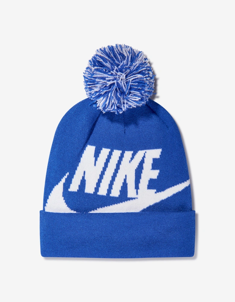 Boys Swoosh Pom Beanie and Glove Set in Blue