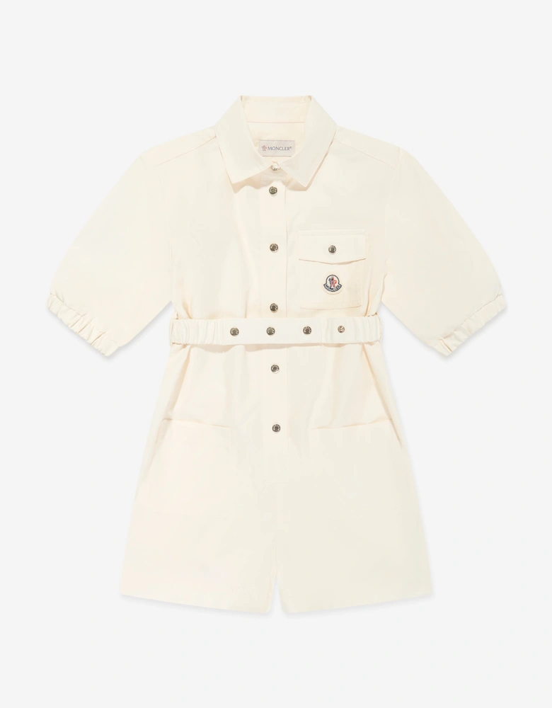 Enfant Girls Cotton Playsuit in Ivory