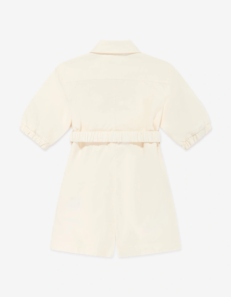 Enfant Girls Cotton Playsuit in Ivory