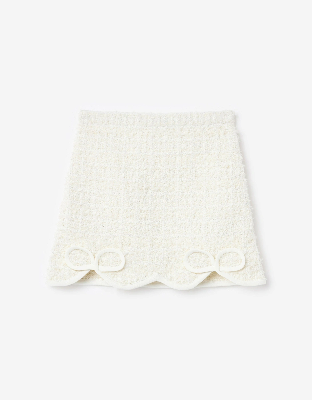 Girls Textured Bow Detail Knit Skirt in Ivory, 5 of 4