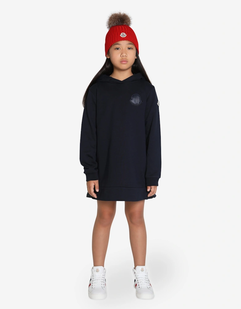 Enfant Girls Hooded Sweater Dress in Navy