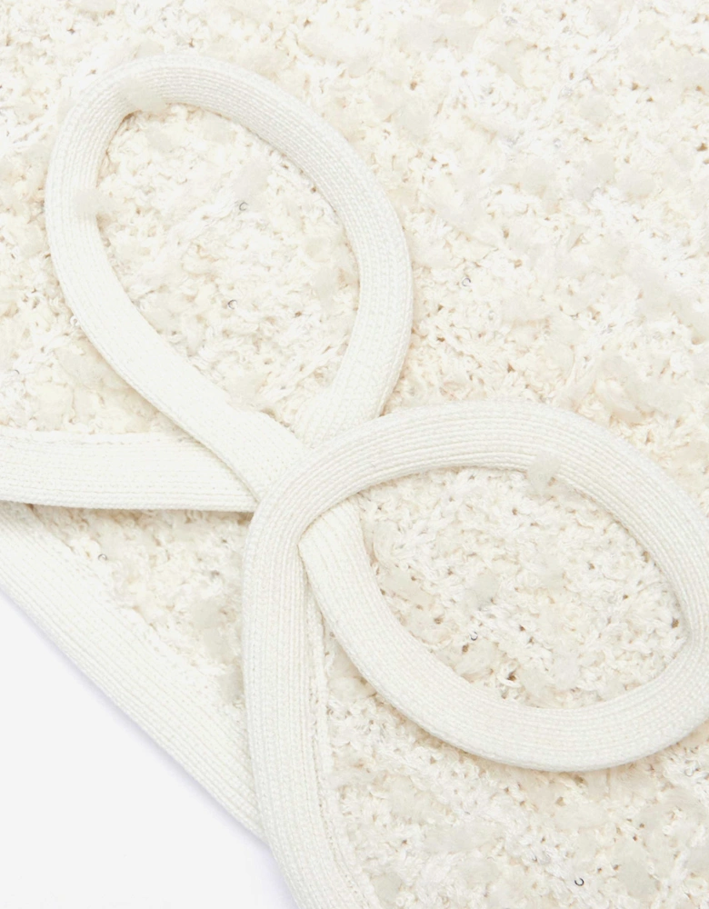 Girls Textured Bow Detail Knit Skirt in Ivory