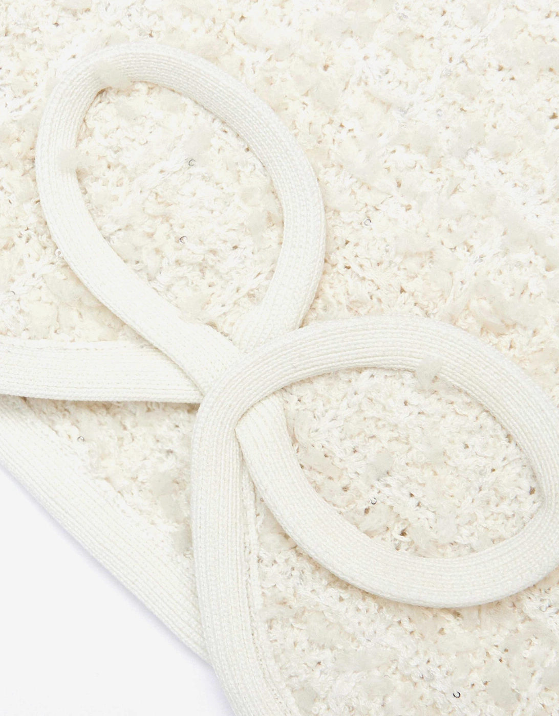 Girls Textured Bow Detail Knit Skirt in Ivory