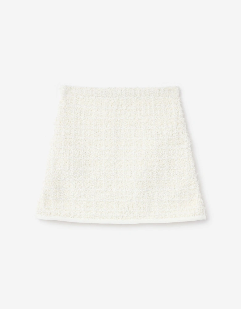 Girls Textured Bow Detail Knit Skirt in Ivory