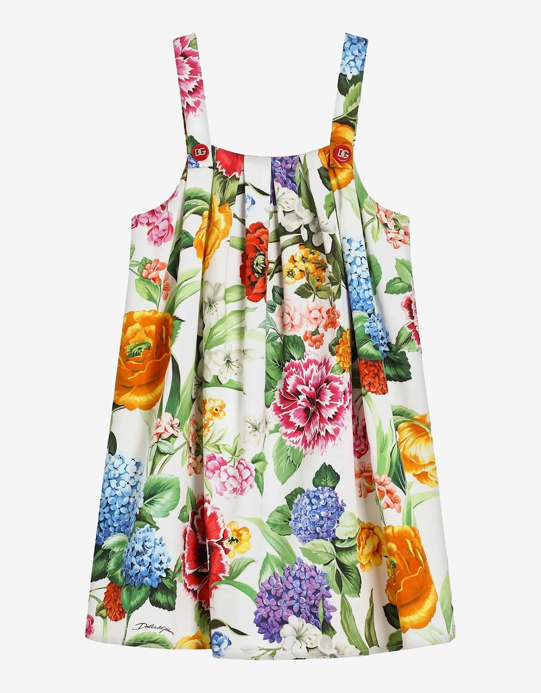 Girls Sleeveless Floral Print Dress in Multicolour, 5 of 4