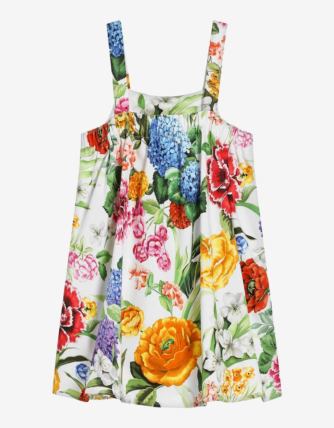 Girls Sleeveless Floral Print Dress in Multicolour