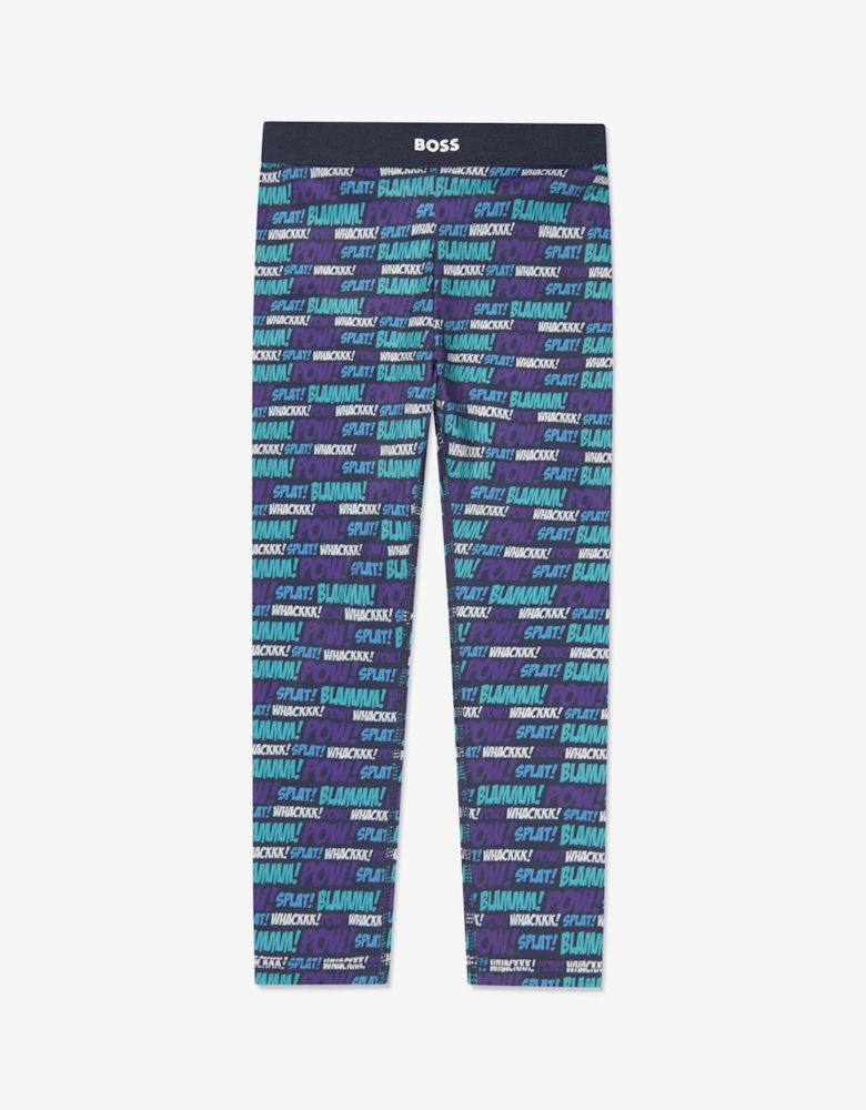 BOSS Girls Comic Pop Art Leggings in Navy