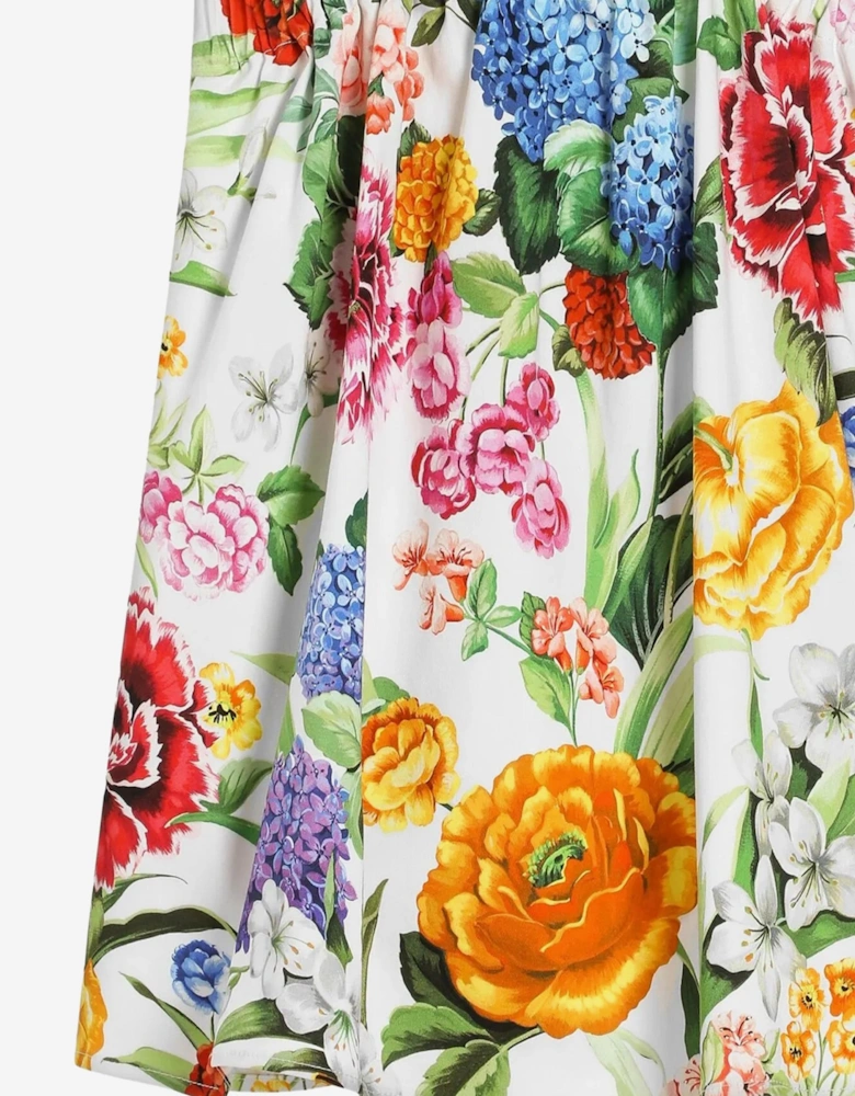 Girls Sleeveless Floral Print Dress in Multicolour