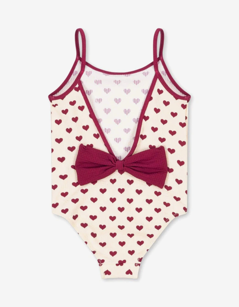 Girls Bowie Heart Swimsuit in Ivory
