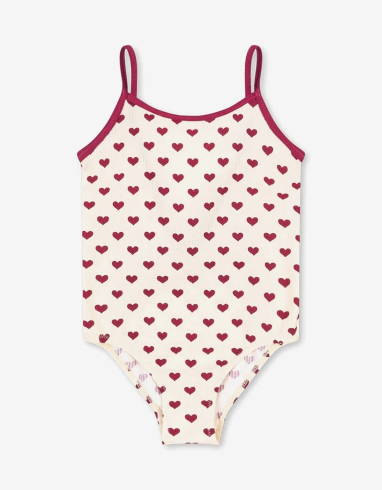 Girls Bowie Heart Swimsuit in Ivory