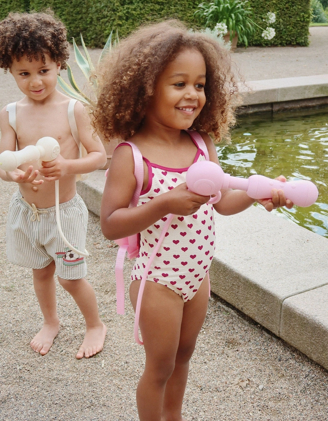 Girls Bowie Heart Swimsuit in Ivory