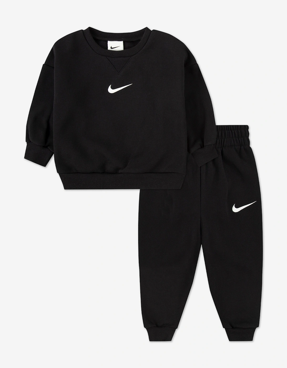 Nike Girls Black Essential Fleece Tracksuit In  5 Years/6 Years Size 5 Kids