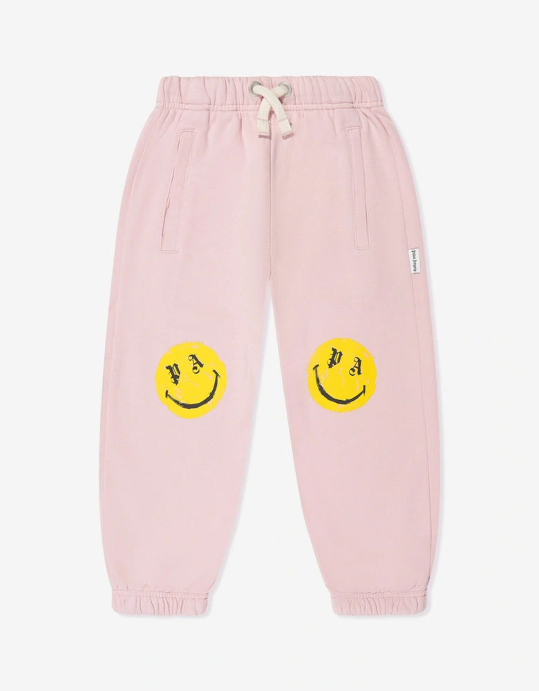 Girls Smiley Brush Joggers in Pink