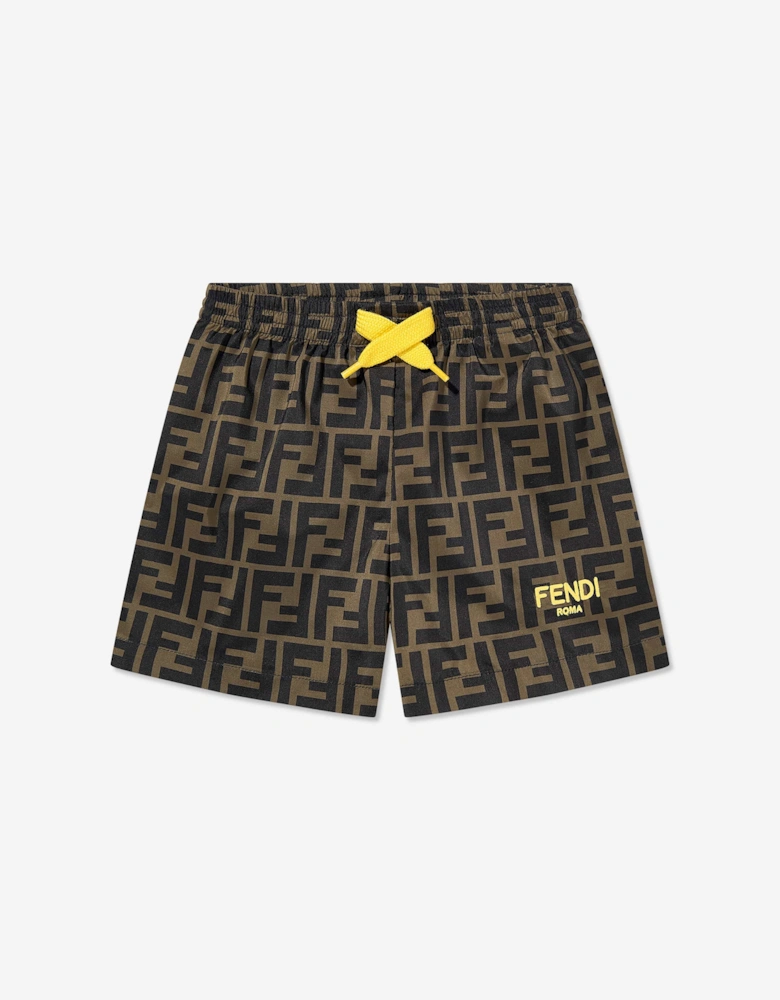 Baby Boys FF Swim Shorts in Brown
